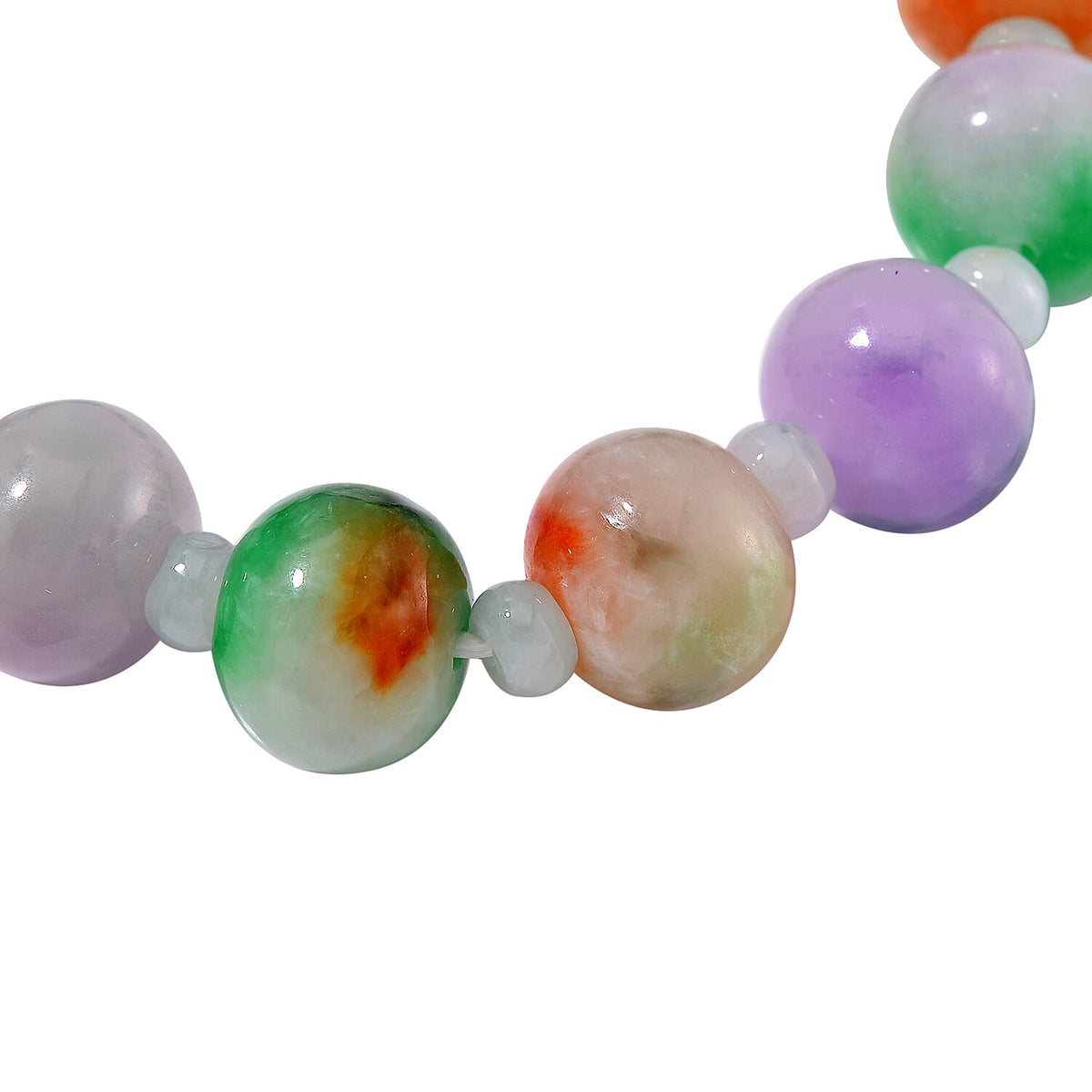 Very Rare - Bi Colour Burmese Jadeite Bracelet (Stretchable) 280.0 Ct. 7972634 2