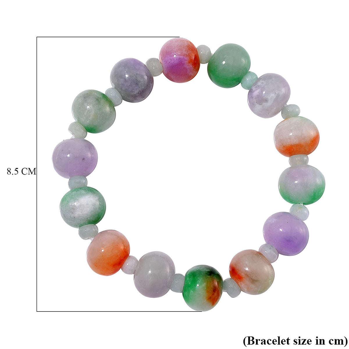 Very Rare - Bi Colour Burmese Jadeite Bracelet (Stretchable) 280.0 Ct. 7972634 3