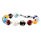 Multi Colour Murano Style Glass and Simulated Diamond Beads Bracelet (Size - 7.5 - 1.5 Extender)