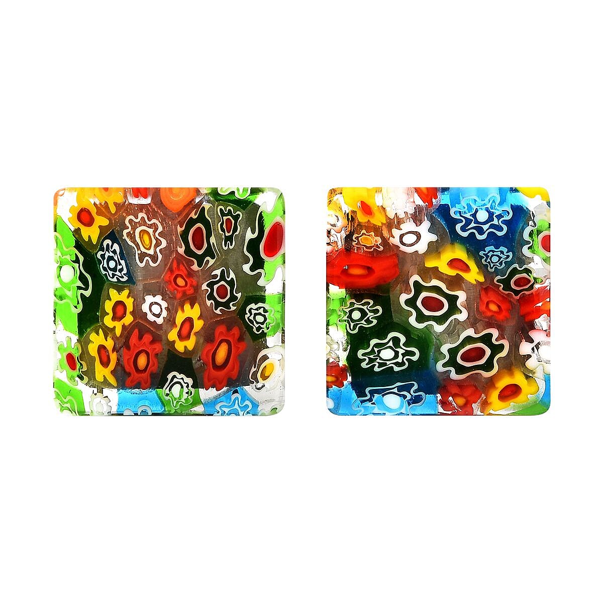 Multi Colour Murano Style Glass Cufflinks in Stainless Steel 3621394 0