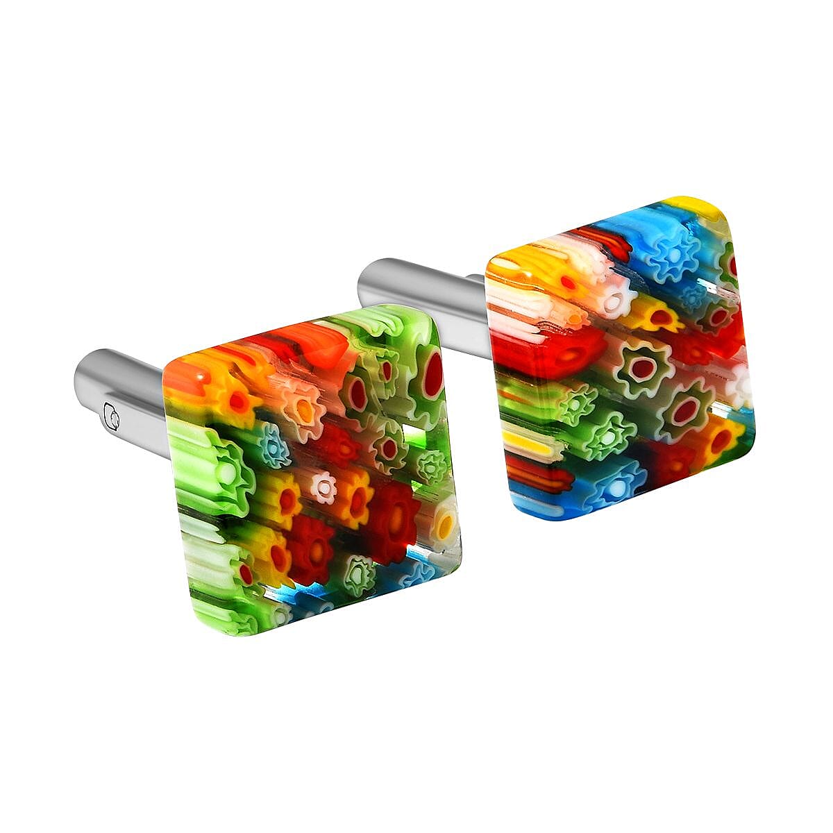 Multi Colour Murano Style Glass Cufflinks in Stainless Steel 3621394 5