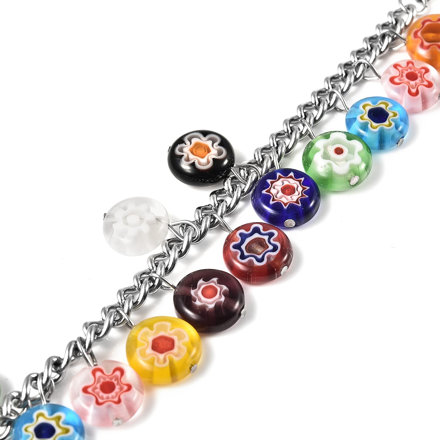 Multi Colour Murano Style Glass Multi Charm Beaded Bracelet 7.5 with 1.5 Inch Extender 3032776 4