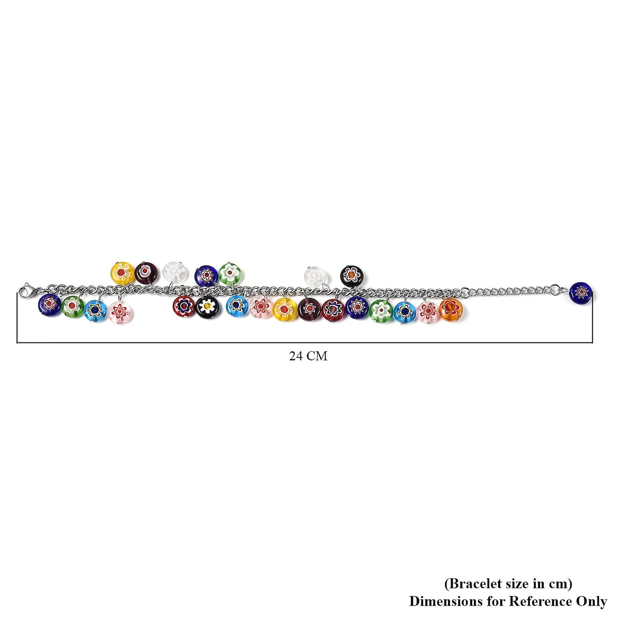 Multi Colour Murano Style Glass Multi Charm Beaded Bracelet 7.5 with 1.5 Inch Extender 3032776 6