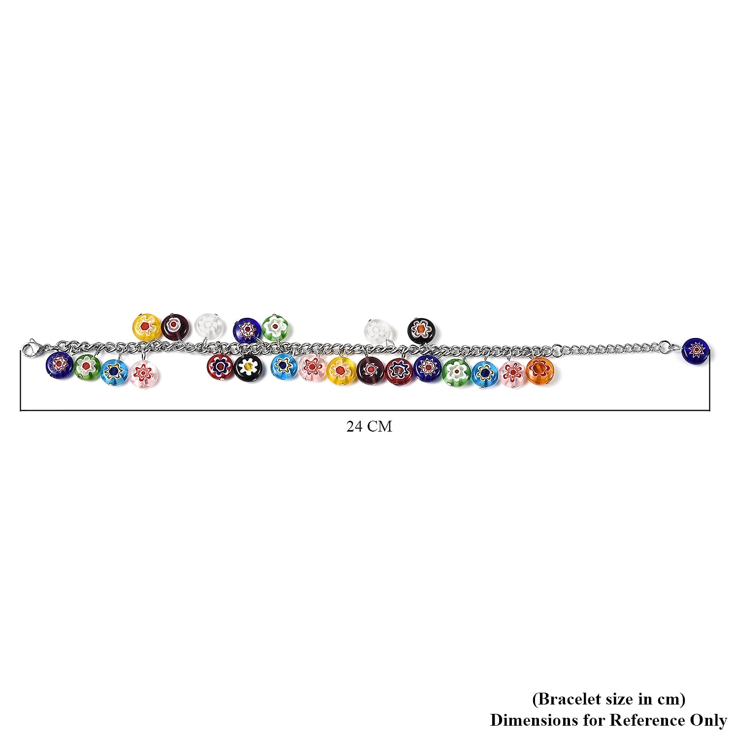 Multi Colour Murano Style Glass Multi Charm Beaded Bracelet 7.5 with 1.5 Inch Extender 3032776 6