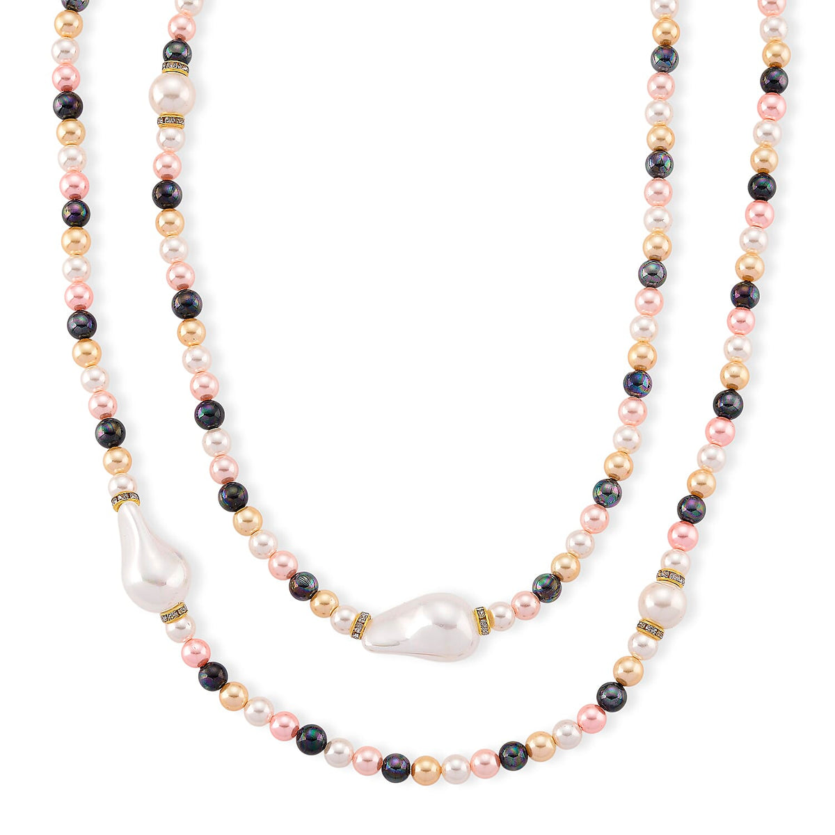 Multi Colour Shell Pearl &amp; White Crystal Necklace 282.00 Ct. V32645056 2