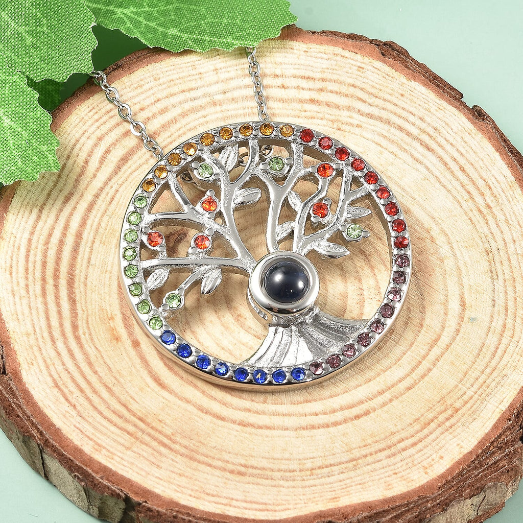 Multi Colour Simulated Diamond Necklace (Size - 20) in Stainless Steel