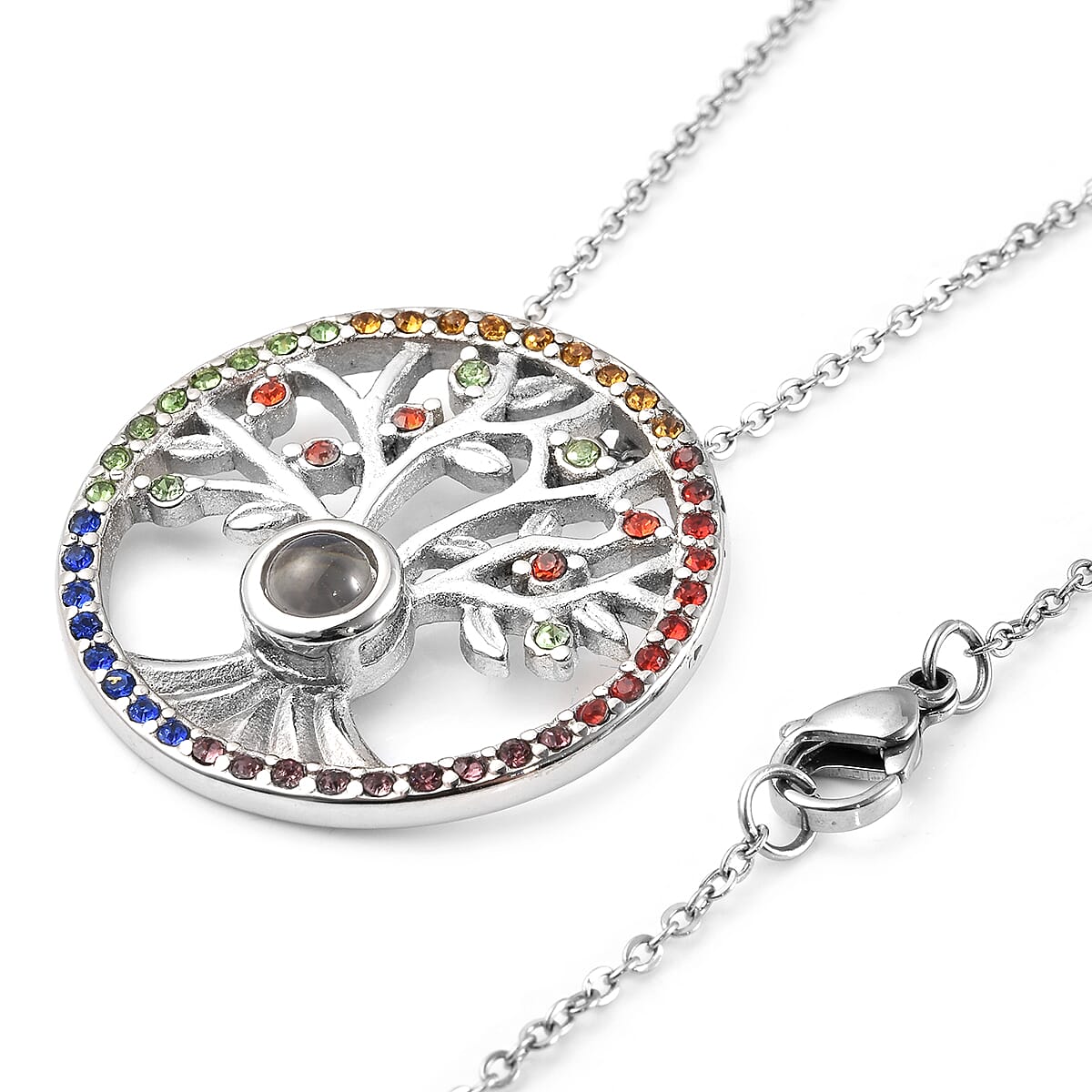 Multi Colour Simulated Diamond Necklace (Size - 20) in Stainless Steel 6272026 3