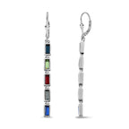 Multi Crystal Dangling Earrings (with Lever Back) in Platinum Overlay Sterling Silver 1.33 Ct