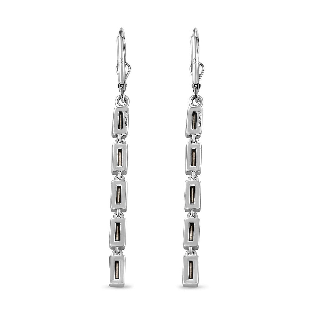 Multi Crystal Dangling Earrings (with Lever Back) in Platinum Overlay Sterling Silver 1.33 Ct