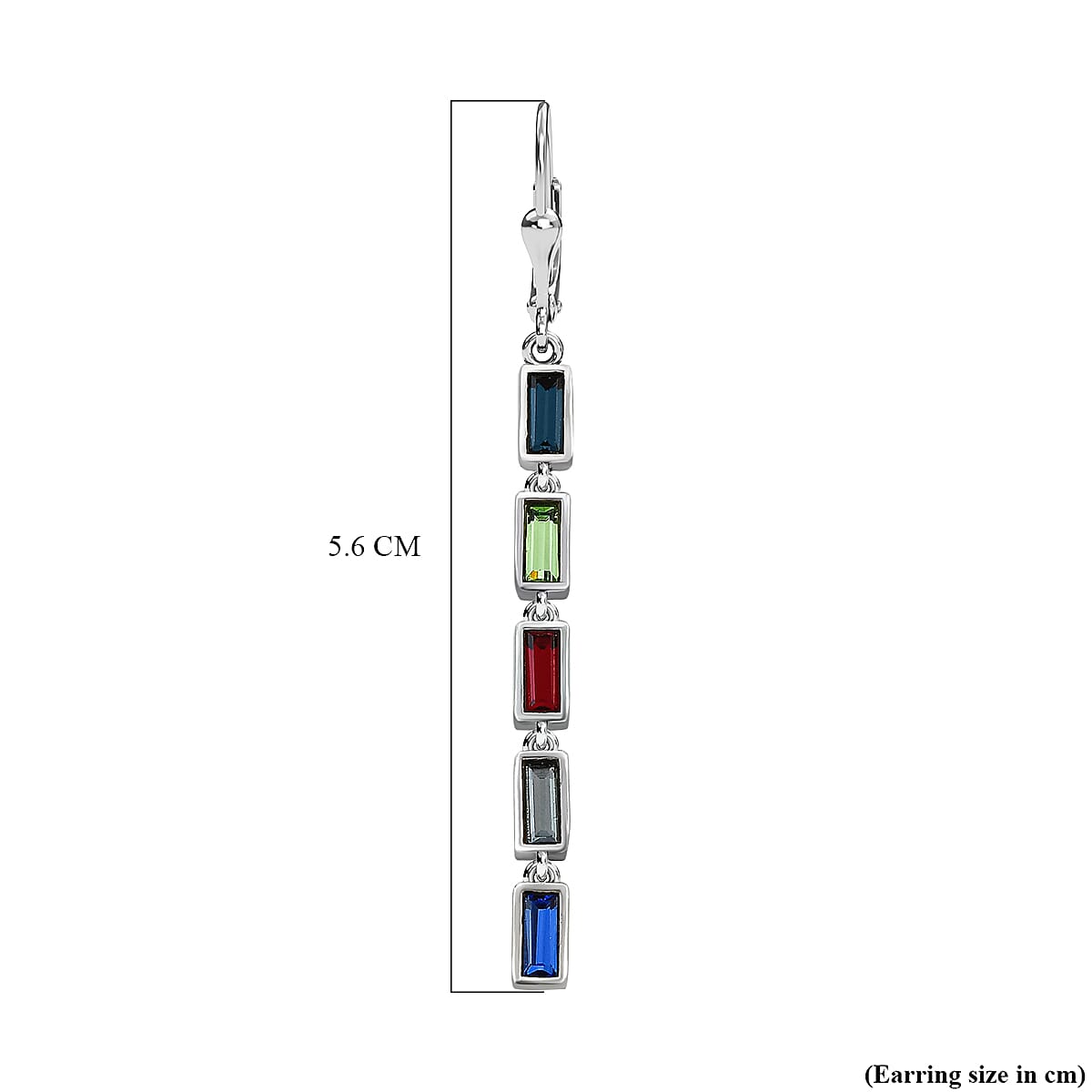 Multi Crystal Dangling Earrings (with Lever Back) in Platinum Overlay Sterling Silver 1.33 Ct 3846979 6