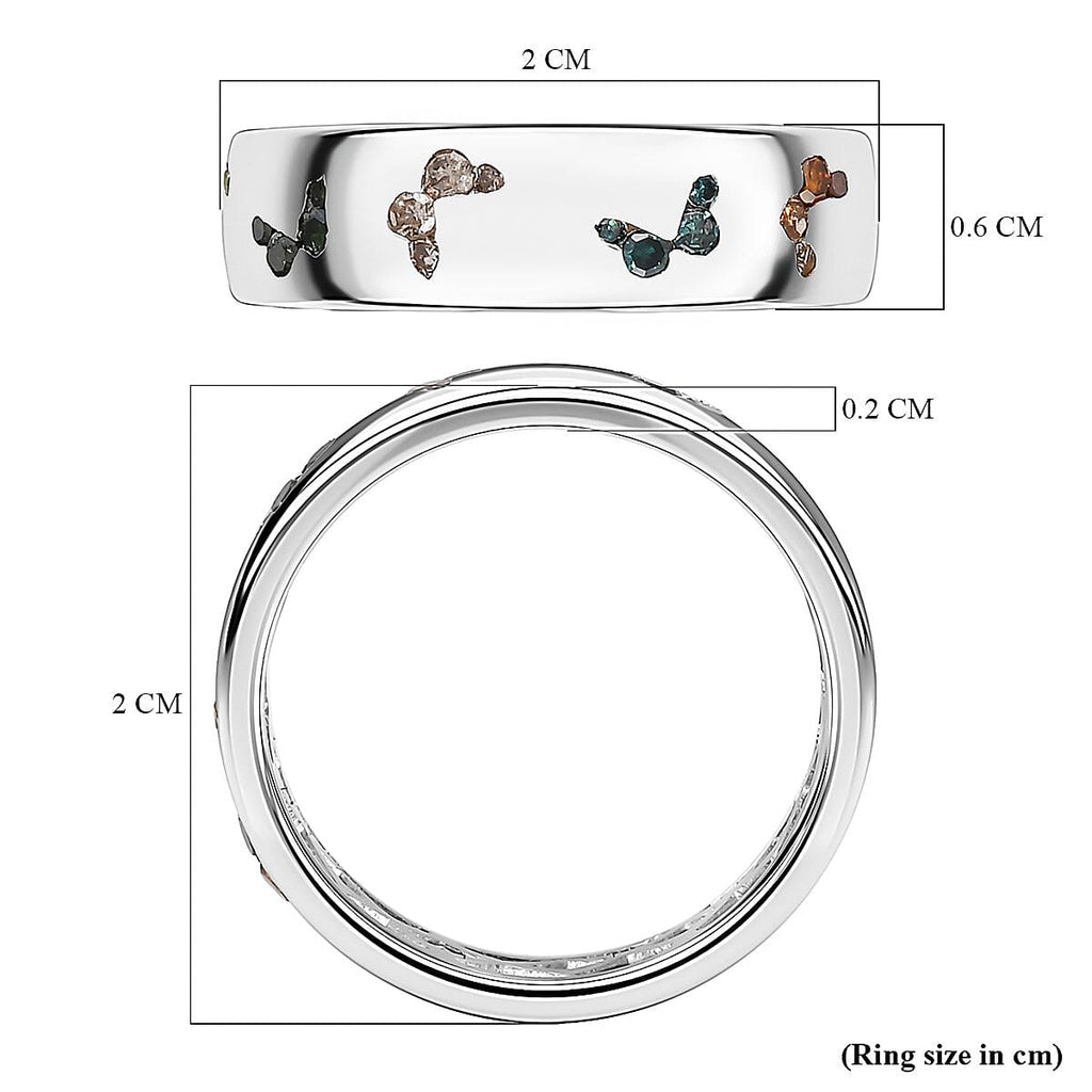 Multi Diamond Band Ring in Platinum Overlay Sterling Silver 0.50 Ct.