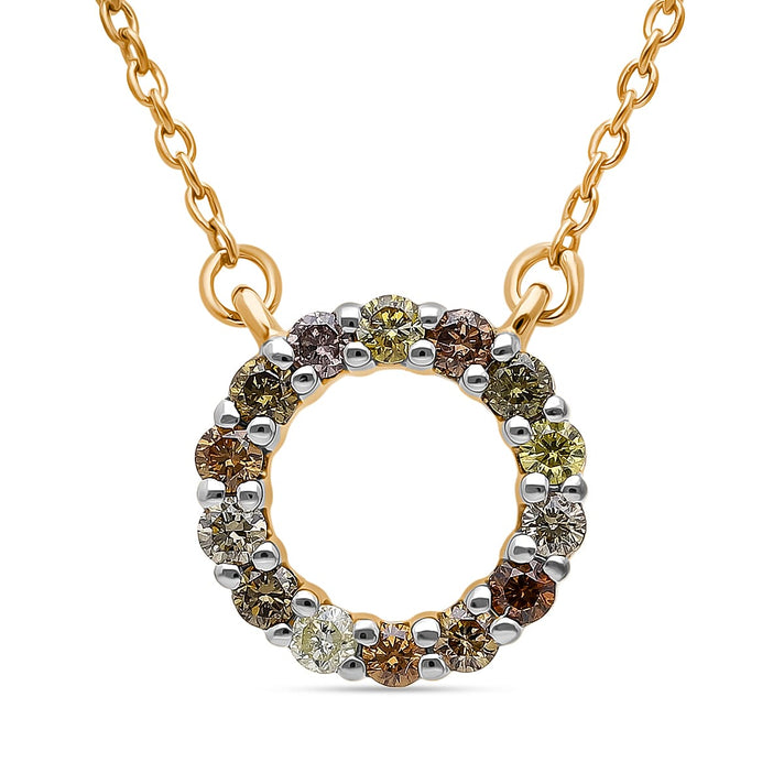 Multi Diamond Circle Necklace (Size - 18-20) in Vermeil Yellow Gold Plated Sterling Silver 8161856 1