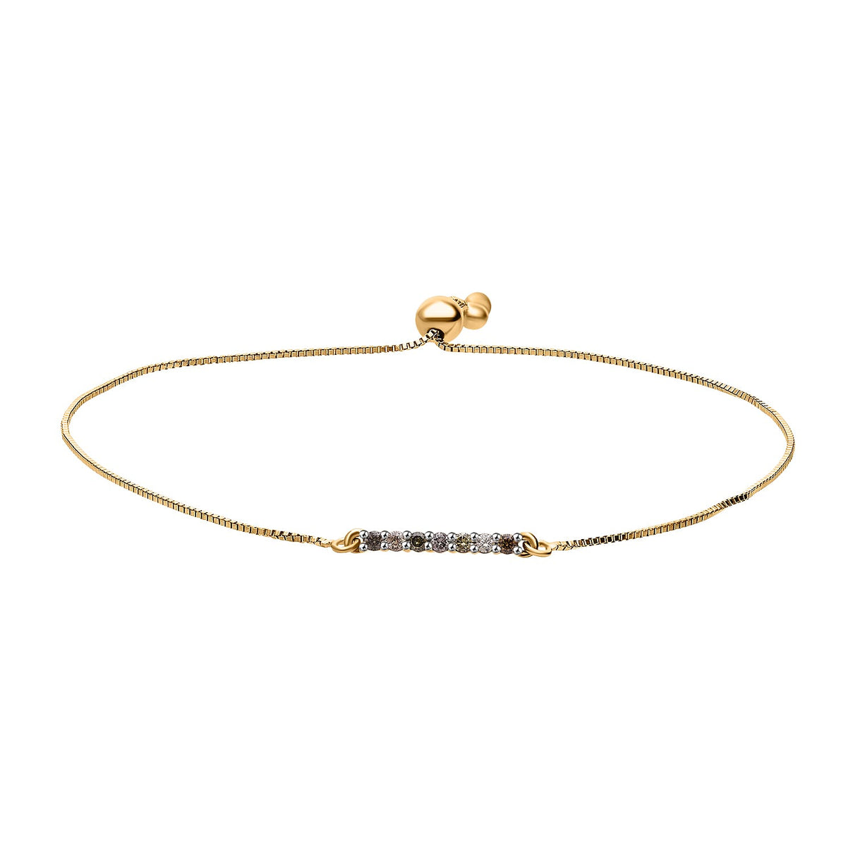 Multi Diamond Adjustable Bracelet (Size - 6.5 to 8) in Vermeil Yellow Gold Plated Sterling Silver 8161868 0