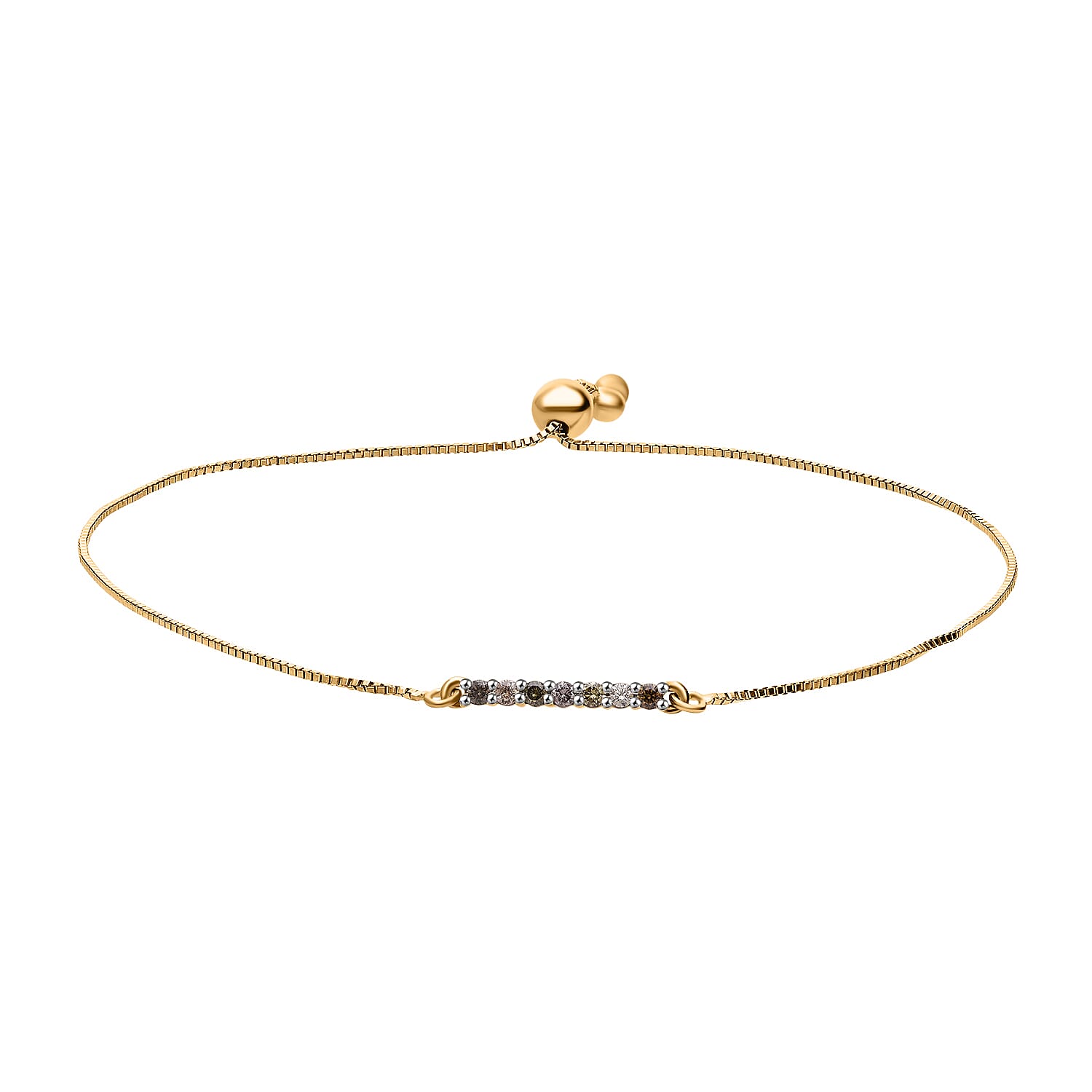 Multi Diamond Adjustable Bracelet (Size - 6.5 to 8) in Vermeil Yellow Gold Plated Sterling Silver 8161868 0