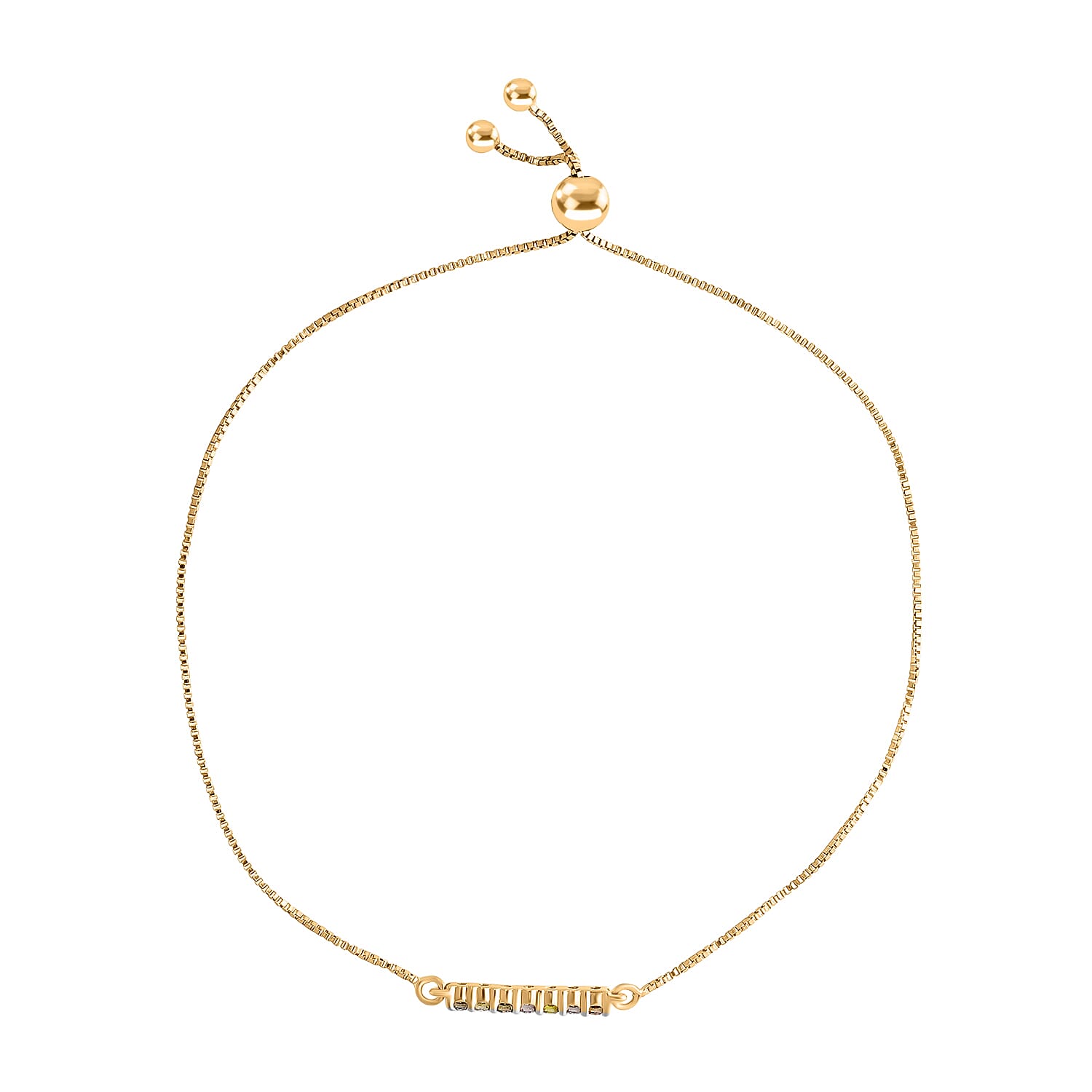 Multi Diamond Adjustable Bracelet (Size - 6.5 to 8) in Vermeil Yellow Gold Plated Sterling Silver 8161868 1