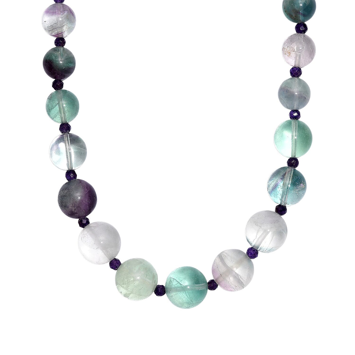 Multi Fluorite &amp; African Amethyst Necklace (Size - 20-1 Ext) with Senorita Clasp (APPROX. 600 Cts) 8163990 0