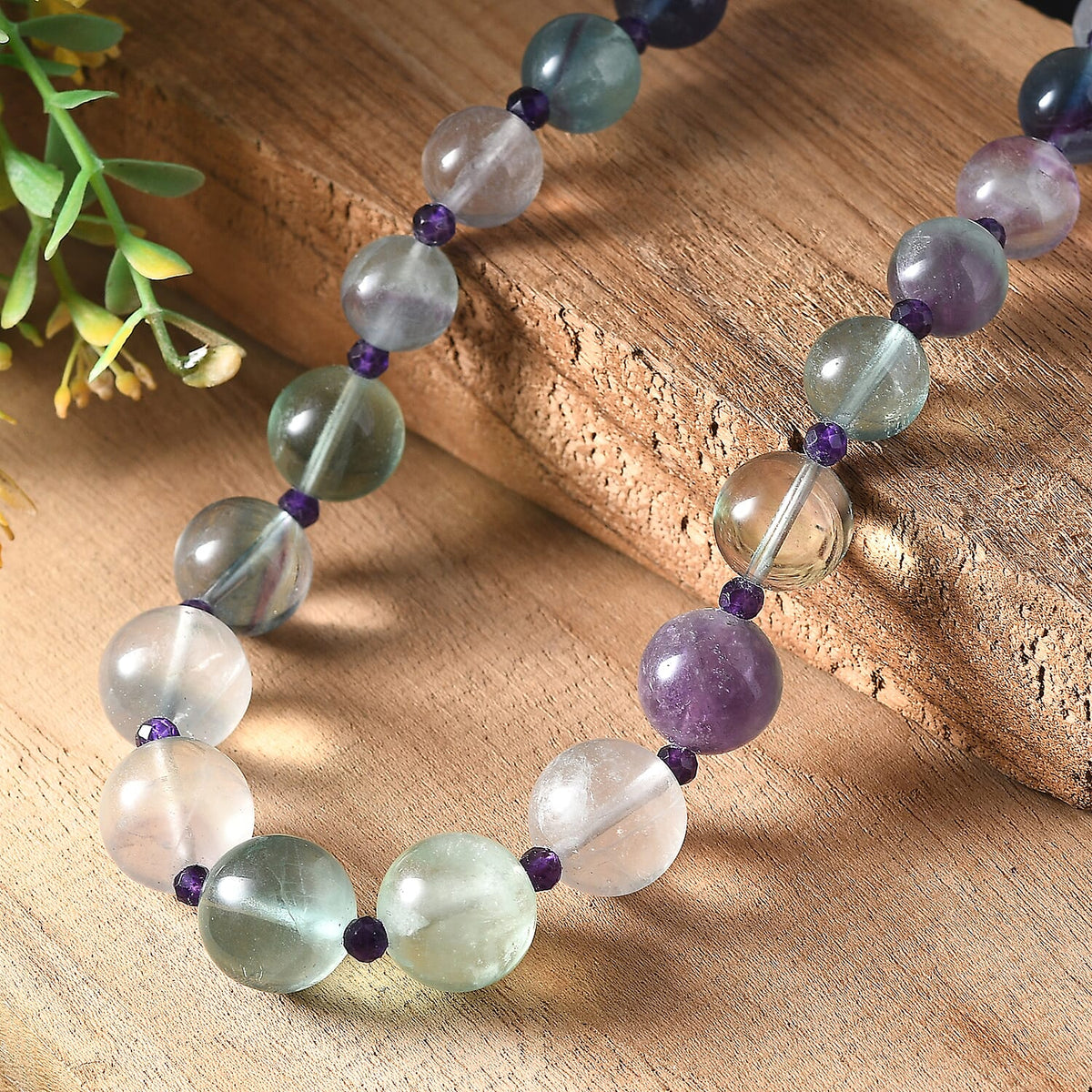 Multi Fluorite &amp; African Amethyst Necklace (Size - 20-1 Ext) with Senorita Clasp (APPROX. 600 Cts) 8163990 3