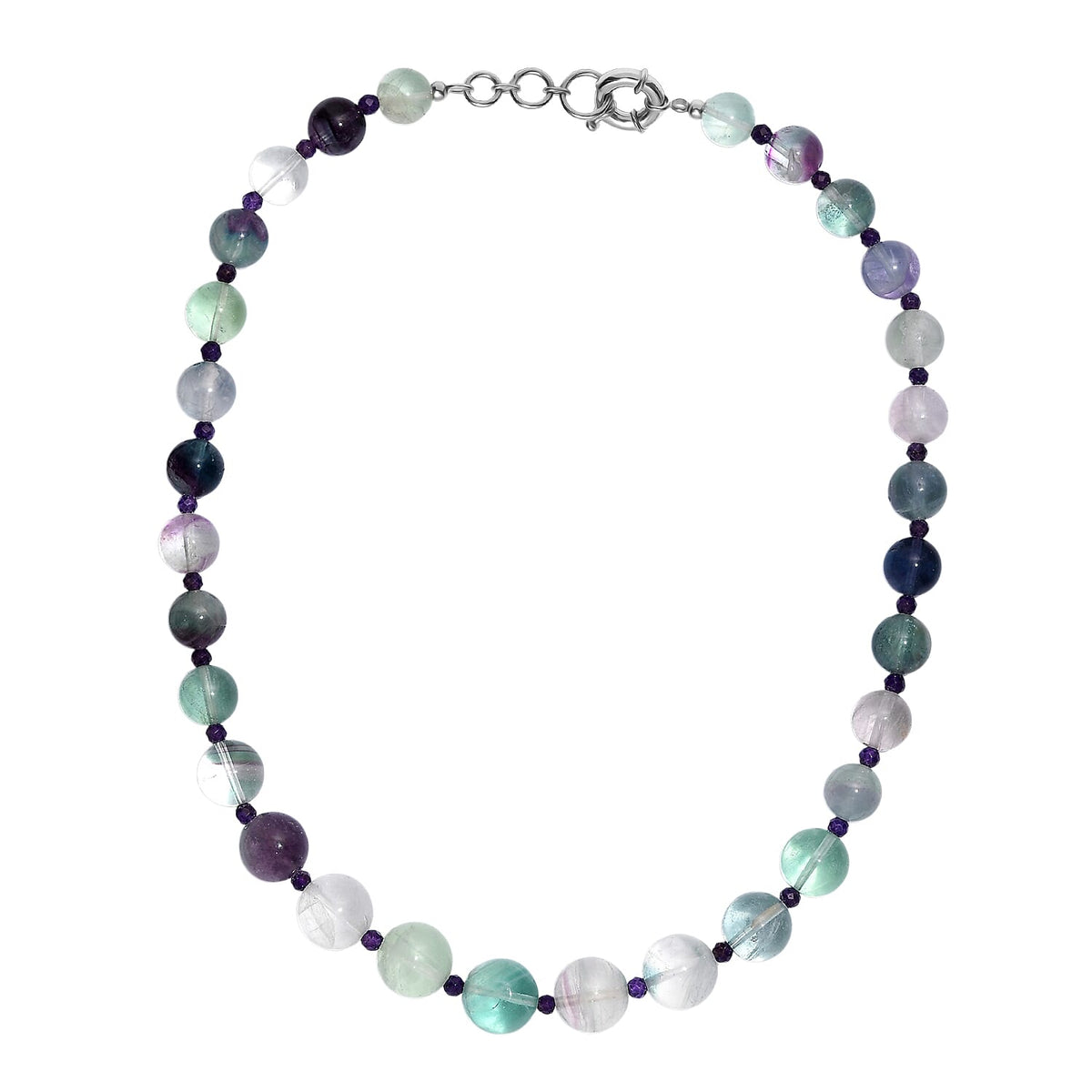 Multi Fluorite &amp; African Amethyst Necklace (Size - 20-1 Ext) with Senorita Clasp (APPROX. 600 Cts) 8163990 4