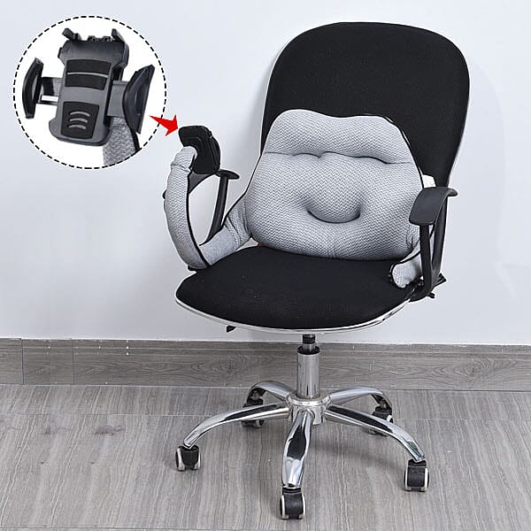Multi-Function Back Support Cushion with Mobile Phone Holder - Grey V32362059 2