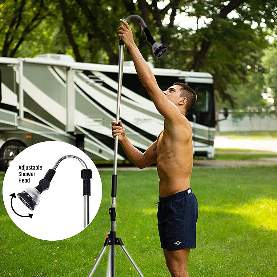 Multi Functional Portable Outdoor Shower Stand Inline Water Flow Control with Adjustable Shower Head and Height (L: 160-230 Cm) 3527350 1