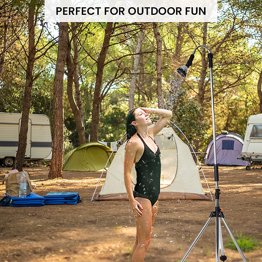 Multi Functional Portable Outdoor Shower Stand Inline Water Flow Control with Adjustable Shower Head and Height (L: 160-230 Cm) 3527350 2