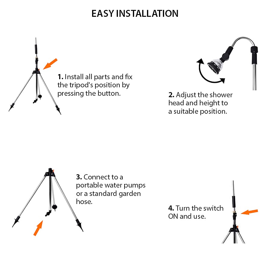 Multi Functional Portable Outdoor Shower Stand Inline Water Flow Control with Adjustable Shower Head and Height (L: 160-230 Cm) 3527350 3