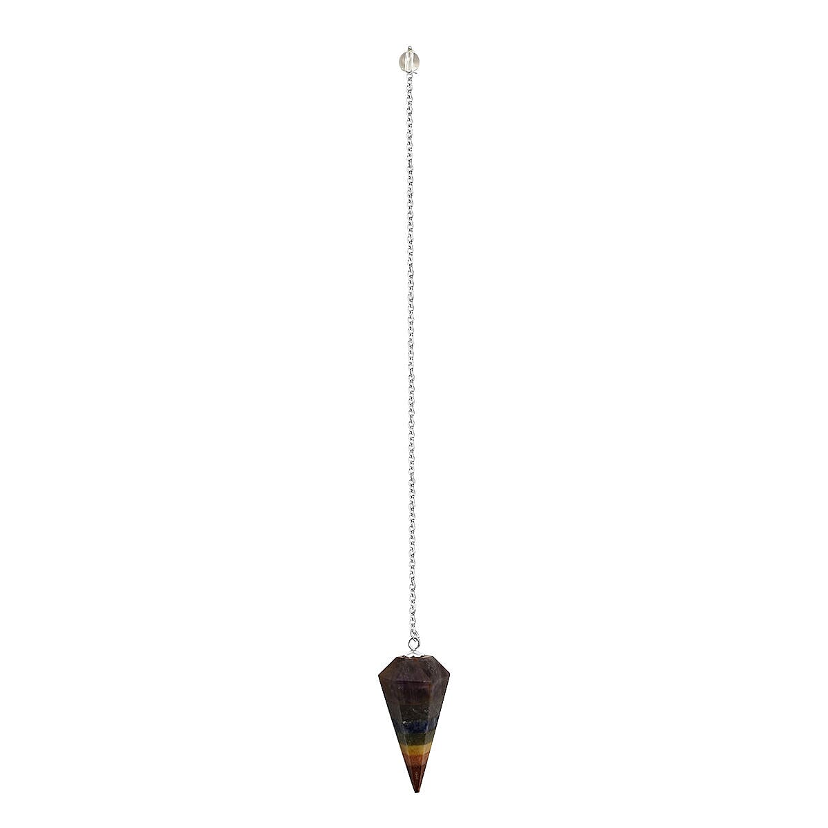 Multi Gemstone Arrow Head 6 Facet Bonded Pendulum (Chakra) With Chain 7 inch in Silver Tone 50.00 Ct. 7507803 0