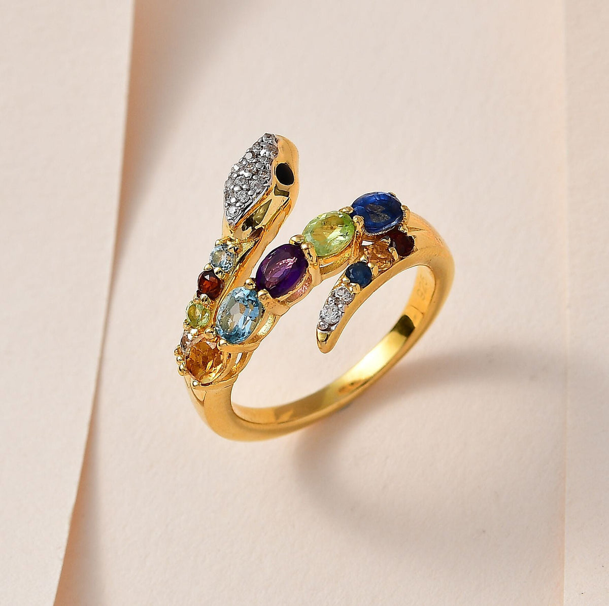 Multi Gemstone Ring in 18K Yellow Gold Vermeil Plated Sterling Silver 1.45 Ct 7581603 2