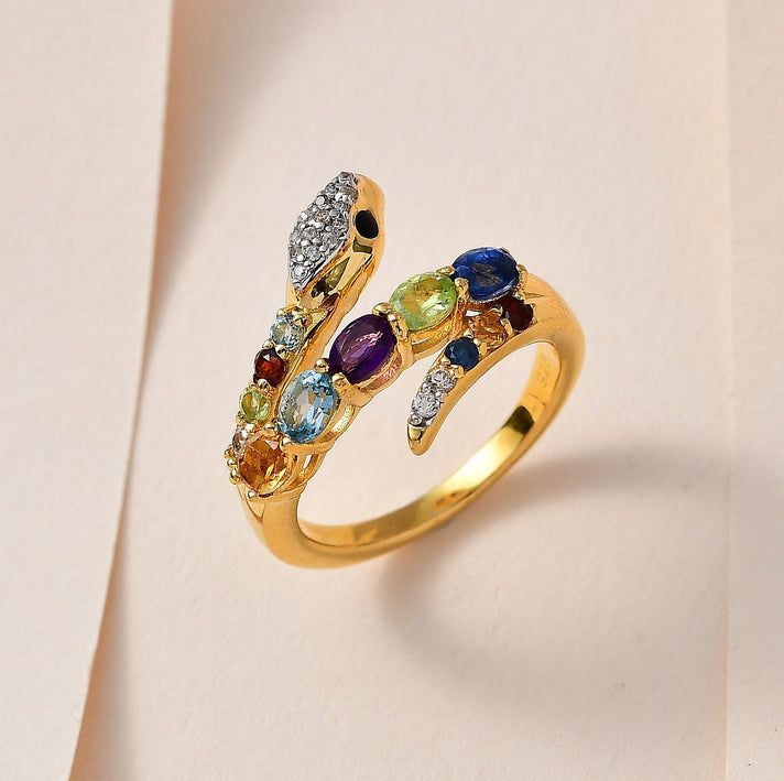 Multi Gemstone Ring in 18K Yellow Gold Vermeil Plated Sterling Silver 1.45 Ct 7581603 2
