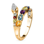 D'Joy Multi Gemstone Snake Ring in 18K Vermeil Yellow Gold Plated Sterling Silver 1.38 Ct.