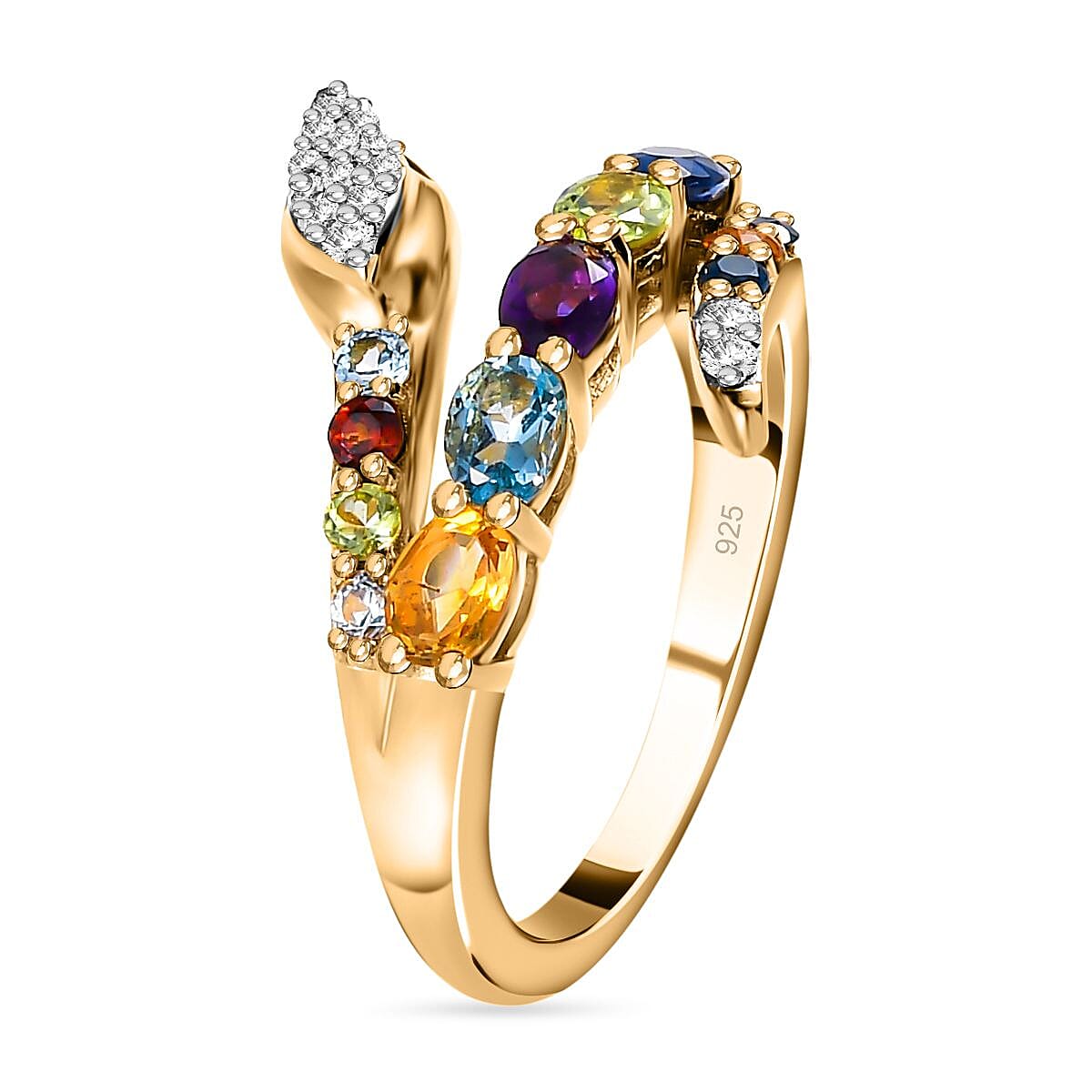 Multi Gemstone Ring in 18K Yellow Gold Vermeil Plated Sterling Silver 1.45 Ct 7581603 4