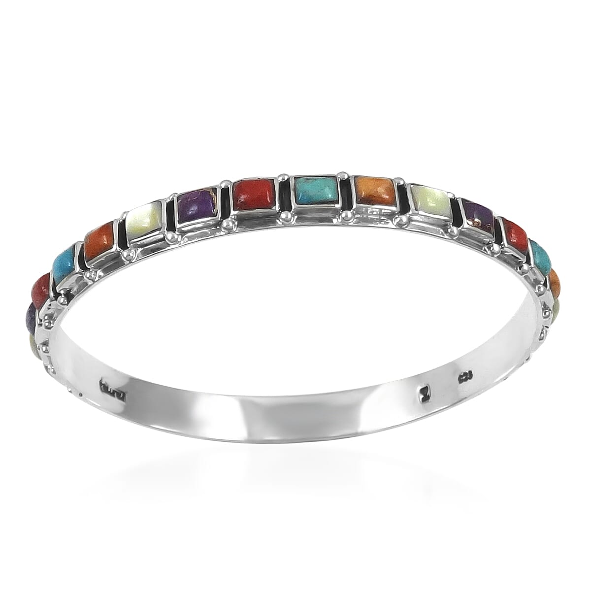Santa Fe Collection 6.2 Ct. Multi Gemstones Bangle (Size - 7.75) in Sterling Silver 8214795 0