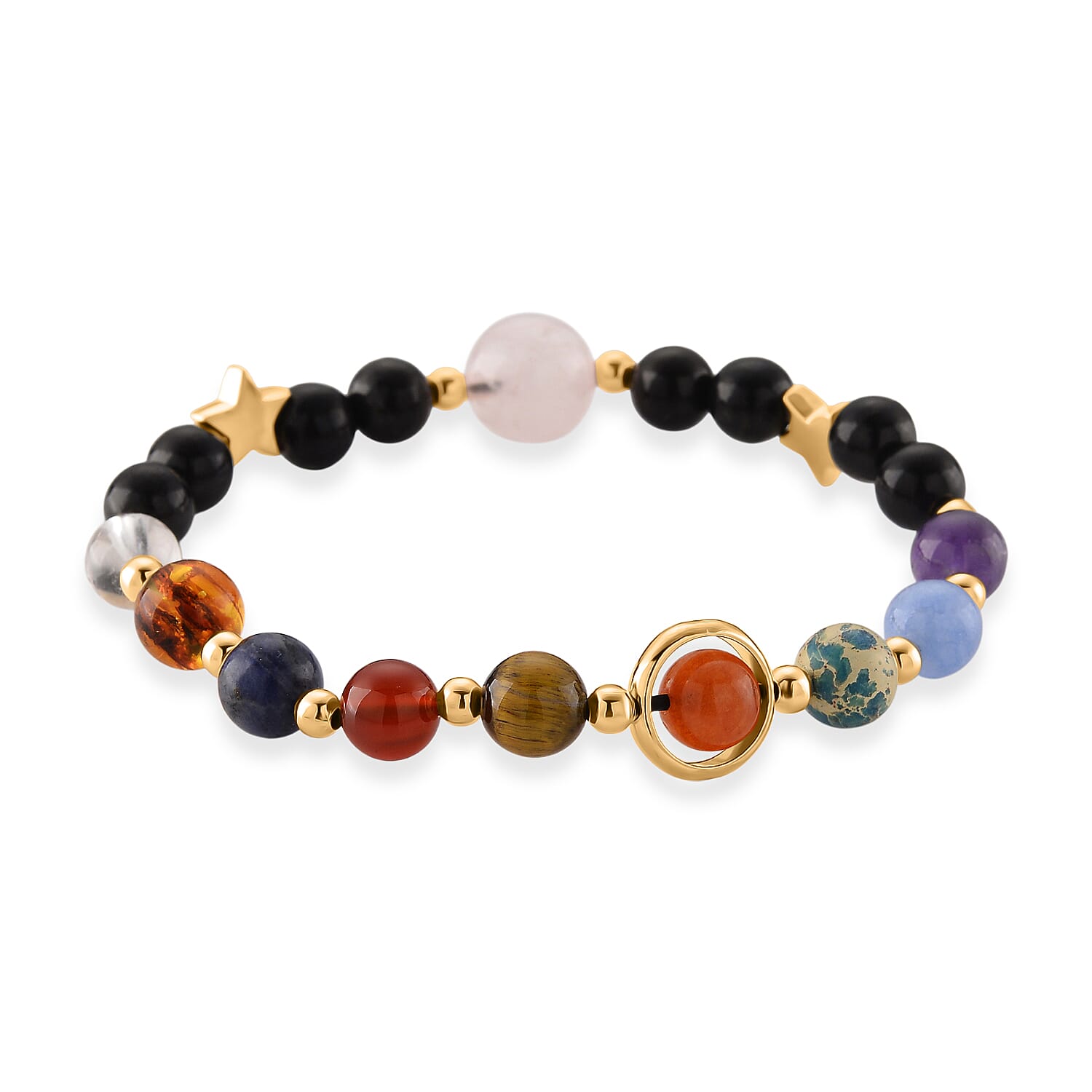 Natural Shungite &amp; Multi Gemstones Solar System Bracelet 65.00 Ct. 8537150 0