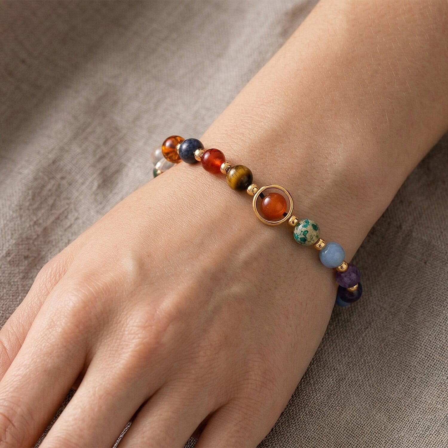 Natural Shungite &amp; Multi Gemstones Solar System Bracelet 65.00 Ct. 8537150 2