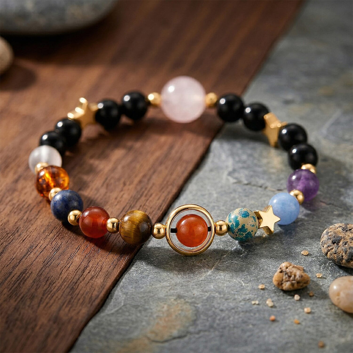 Natural Shungite &amp; Multi Gemstones Solar System Bracelet 65.00 Ct. 8537150 3