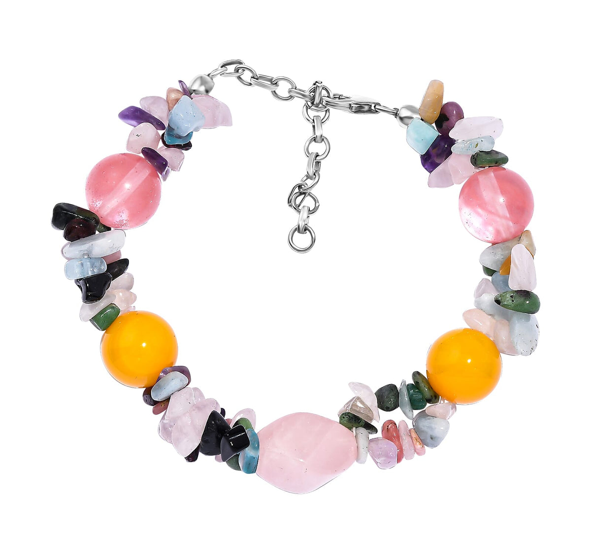 Multi Gemstone Bracelet (Size - 7.25 + 2 Ext.) in Rhodium Plated Sterling Silver 120 Ct. 7955900 0