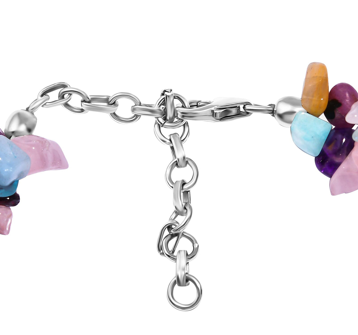 Multi Gemstone Bracelet (Size - 7.25 + 2 Ext.) in Rhodium Plated Sterling Silver 120 Ct. 7955900 3