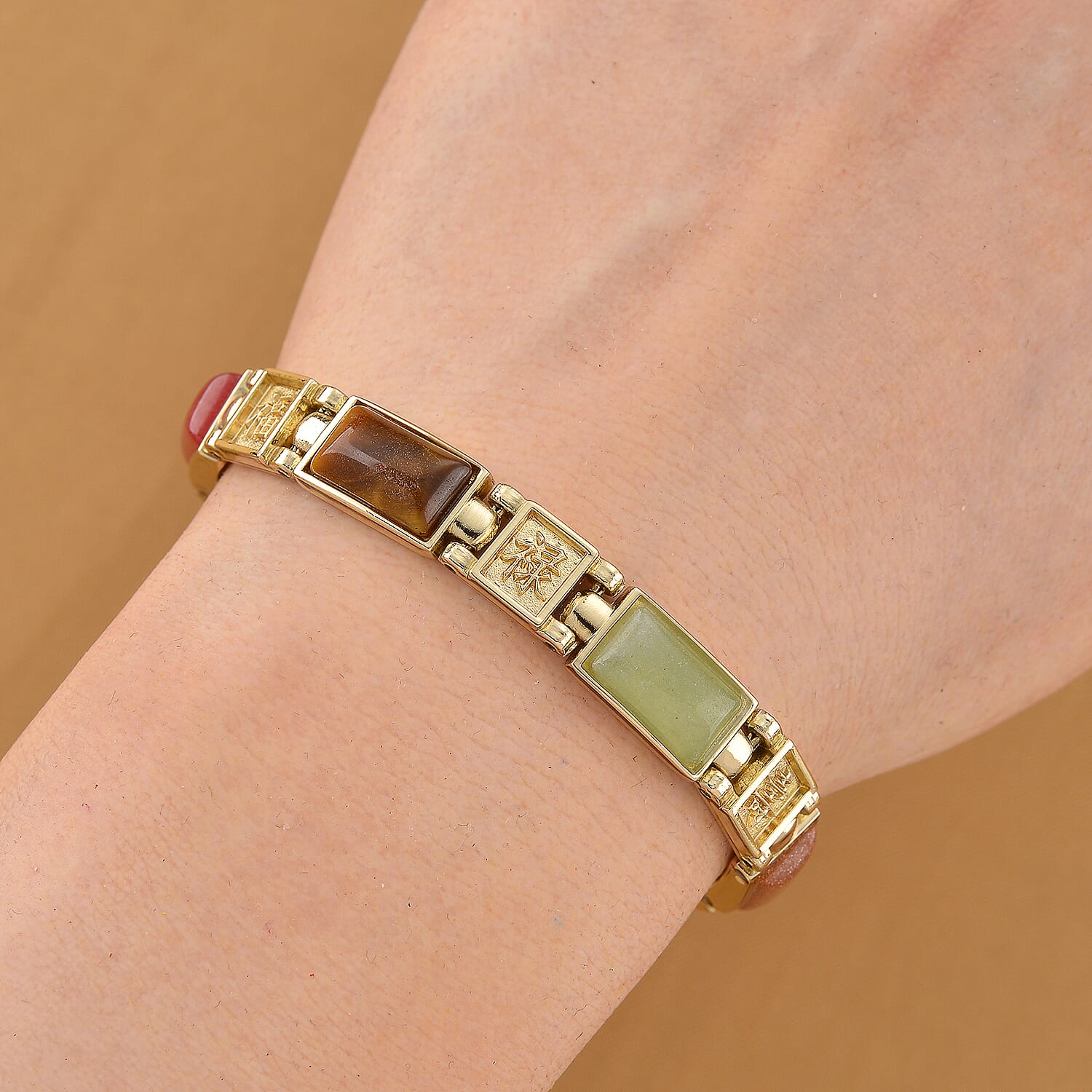 Multi Gemstone Magnetic Bracelet (Size - 7.5) in Gold Colour Tone 6.00 Ct. 8196318 2