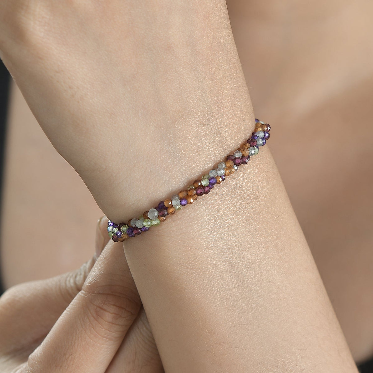 Multi Gemstones Bracelet (Size - 7.5+2 EXT) in Rhodium Overlay Sterling Silver 20.0 Ct. 7955898 2