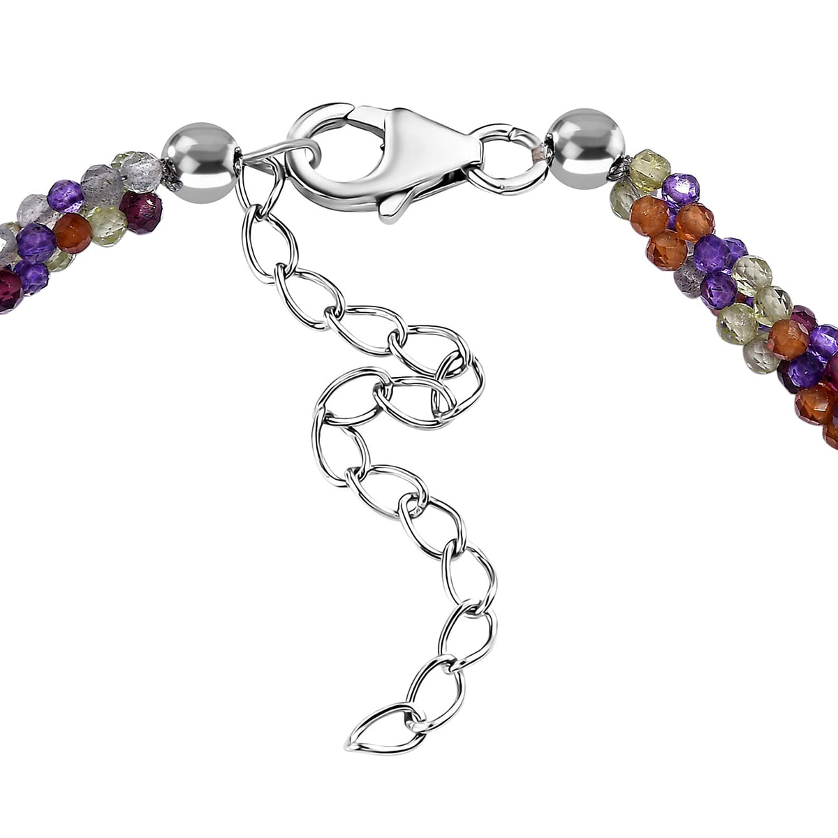 Multi Gemstones Bracelet (Size - 7.5+2 EXT) in Rhodium Overlay Sterling Silver 20.0 Ct. 7955898 3