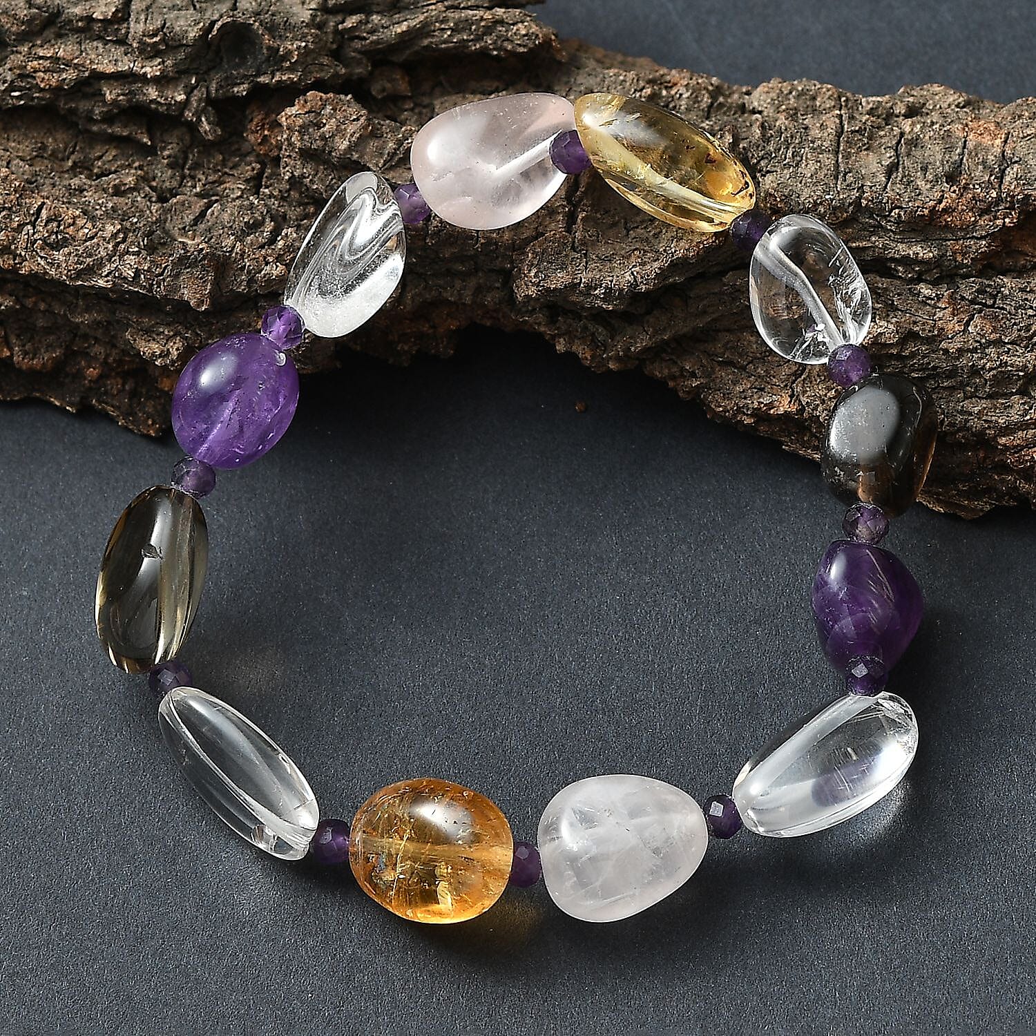 Multi Gemstones Bracelet (Stretchable) 130.00 Ct. 8320423 2