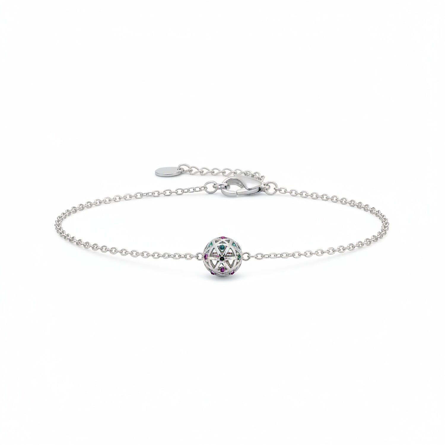 Multi Gemstones Bracelet (Size - 7.5 with Ext) with Lobster Clasp Sterling Silver 2.30 Ct. 8181381 0