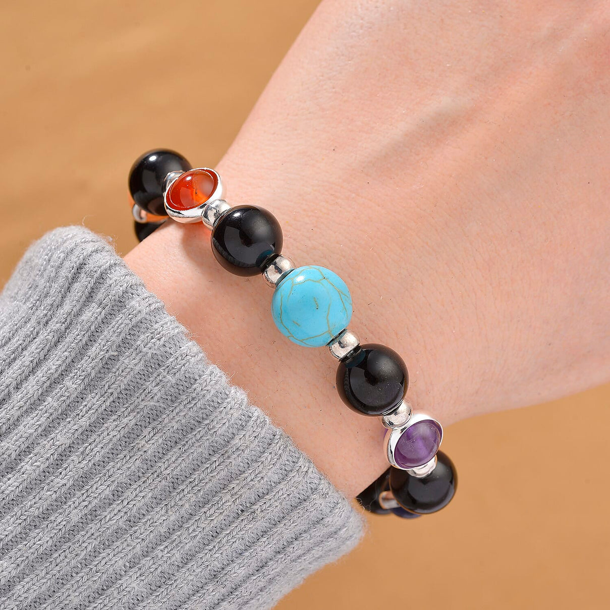 Tucson Find - Multi Gemstones Bracelet (Size - 7 Strachable) 100.00 Ct. 8179209 2