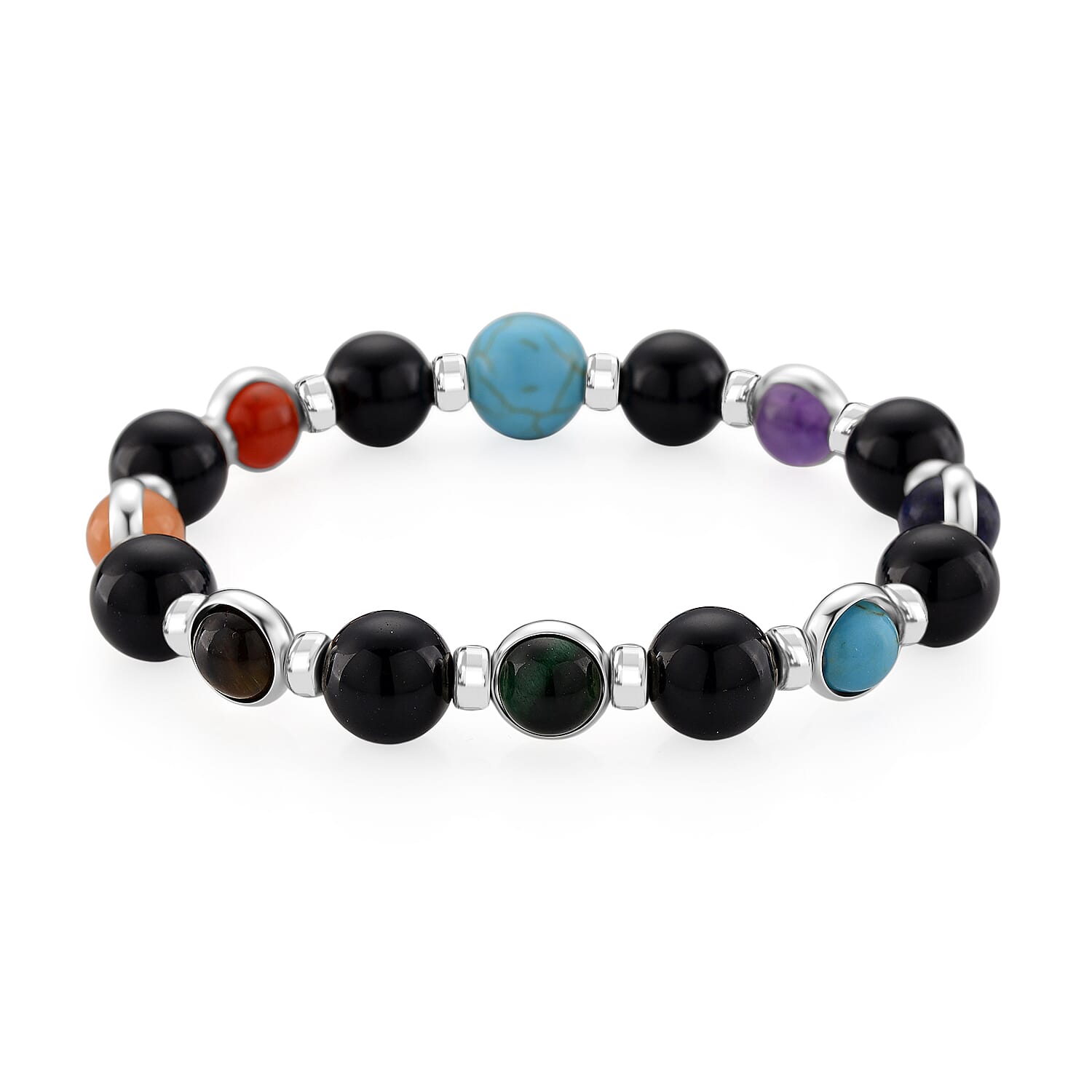 Tucson Find - Multi Gemstones Bracelet (Size - 7 Strachable) 100.00 Ct. 8179209 4