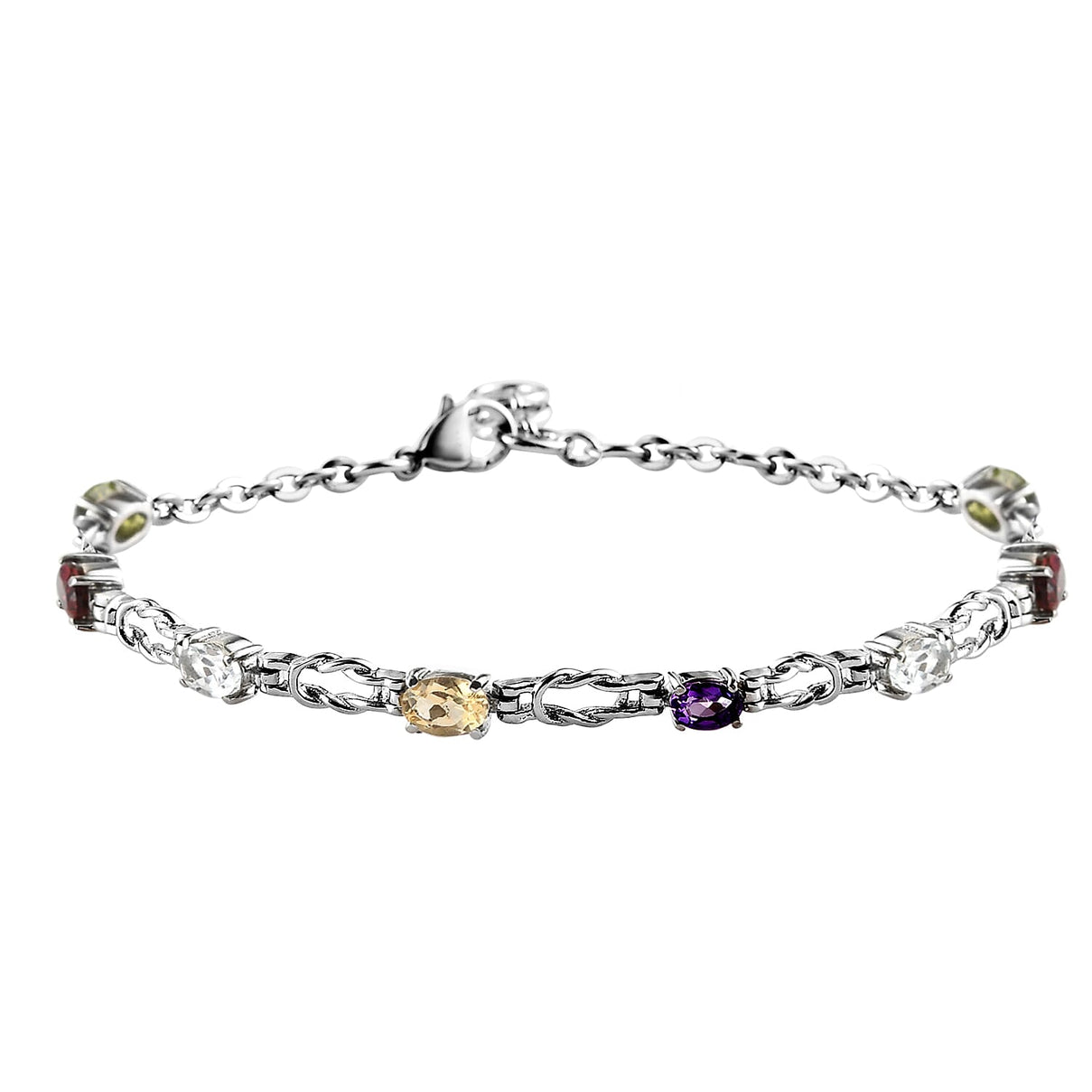 Multi Gemstones Bracelet (Size 8.5 with Extender) in Stainless Steel 3862603 0
