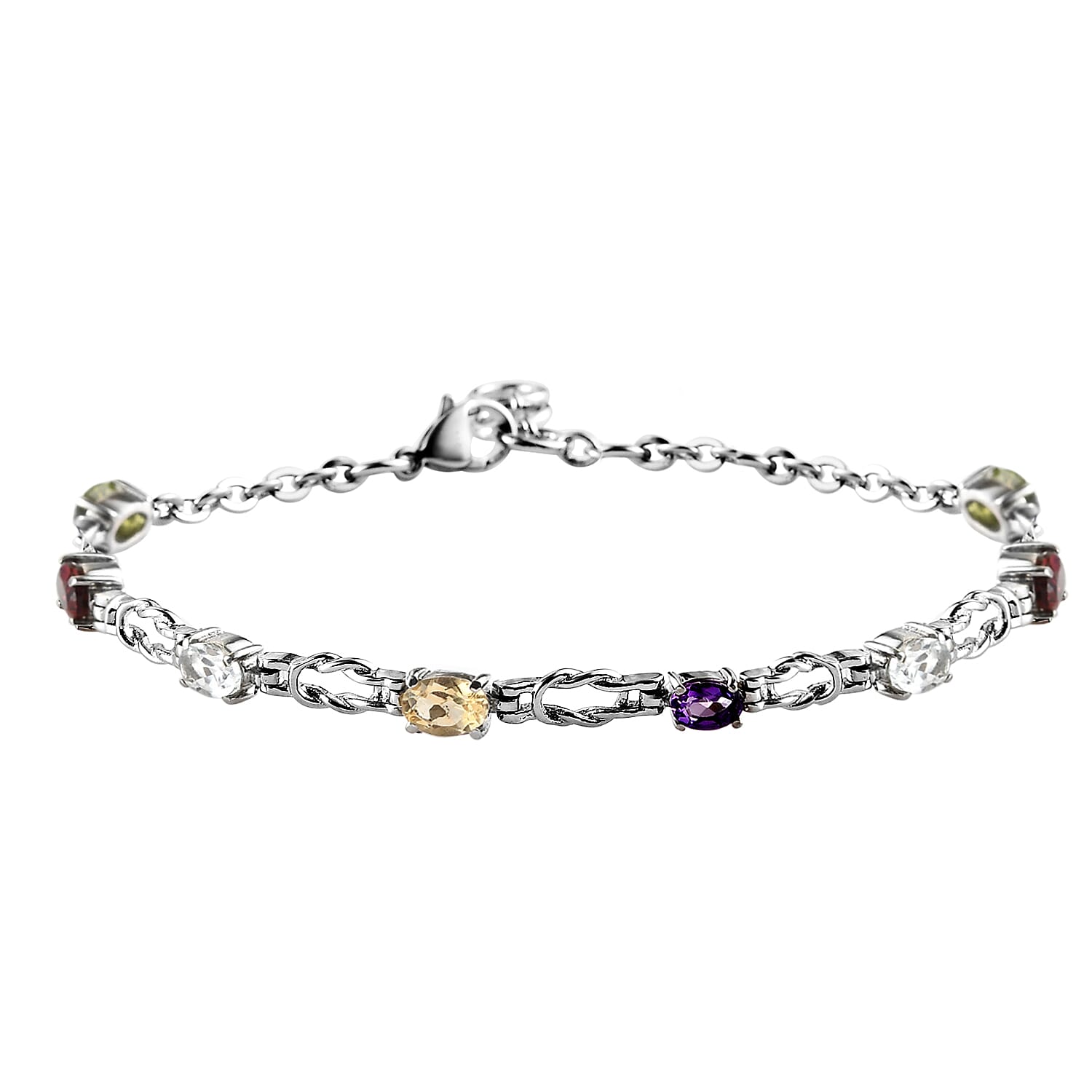 Multi Gemstones Bracelet (Size 8.5 with Extender) in Stainless Steel 3862603 0
