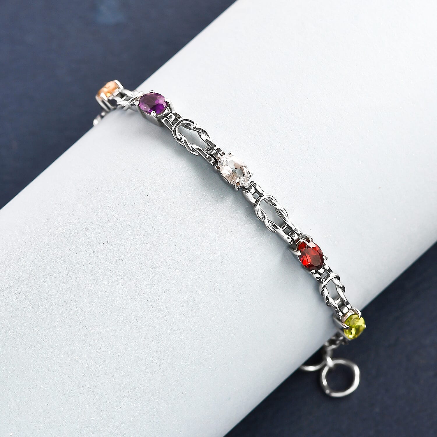 Multi Gemstones Bracelet (Size 8.5 with Extender) in Stainless Steel 3862603 2