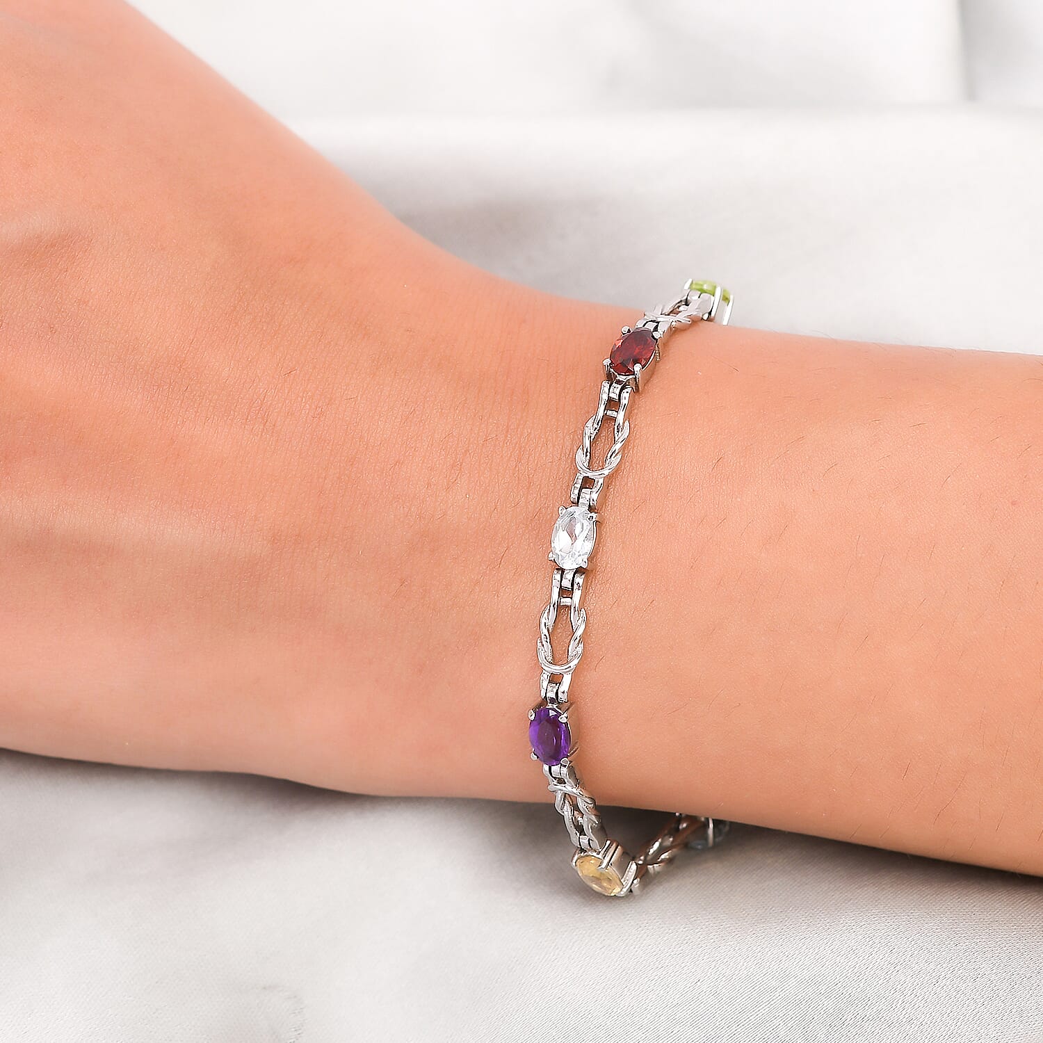 Multi Gemstones Bracelet (Size 8.5 with Extender) in Stainless Steel 3862603 3