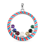Multi Gemstone Circle Enamelled Pendant 4.00 Ct.