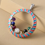 Multi Gemstone Circle Enamelled Pendant 4.00 Ct.